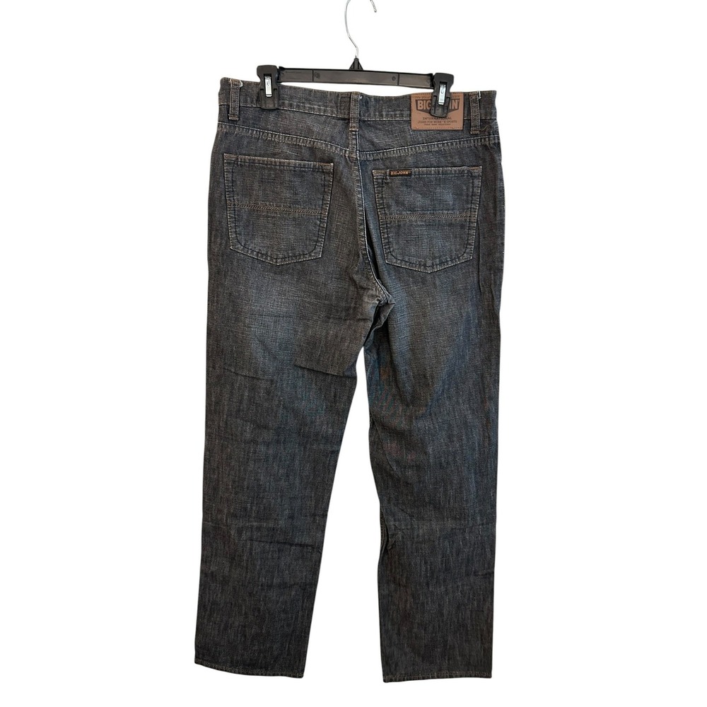 Big John International Mens Straight Leg Crosshatch Denim Jeans Black Gray 34x32